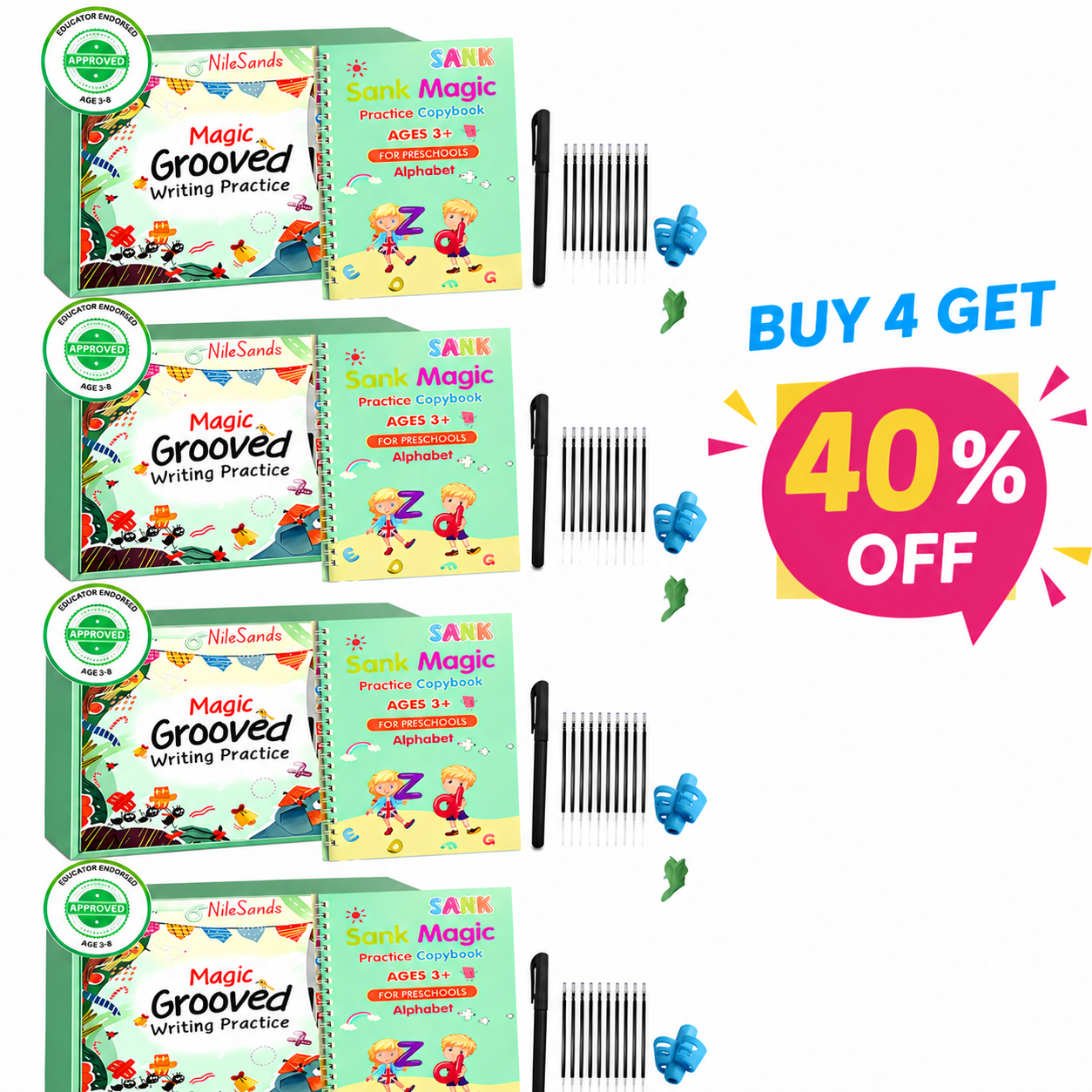 đ„LAST DAY SALE 50%OFFđMagicBook | Kids Practice Copybook Set (4Pcs/Set)