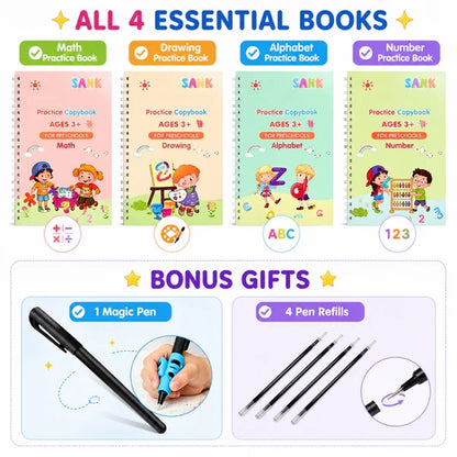 💥LAST DAY SALE 50%OFF📚MagicBook | Kids Practice Copybook Set (4Pcs/Set)